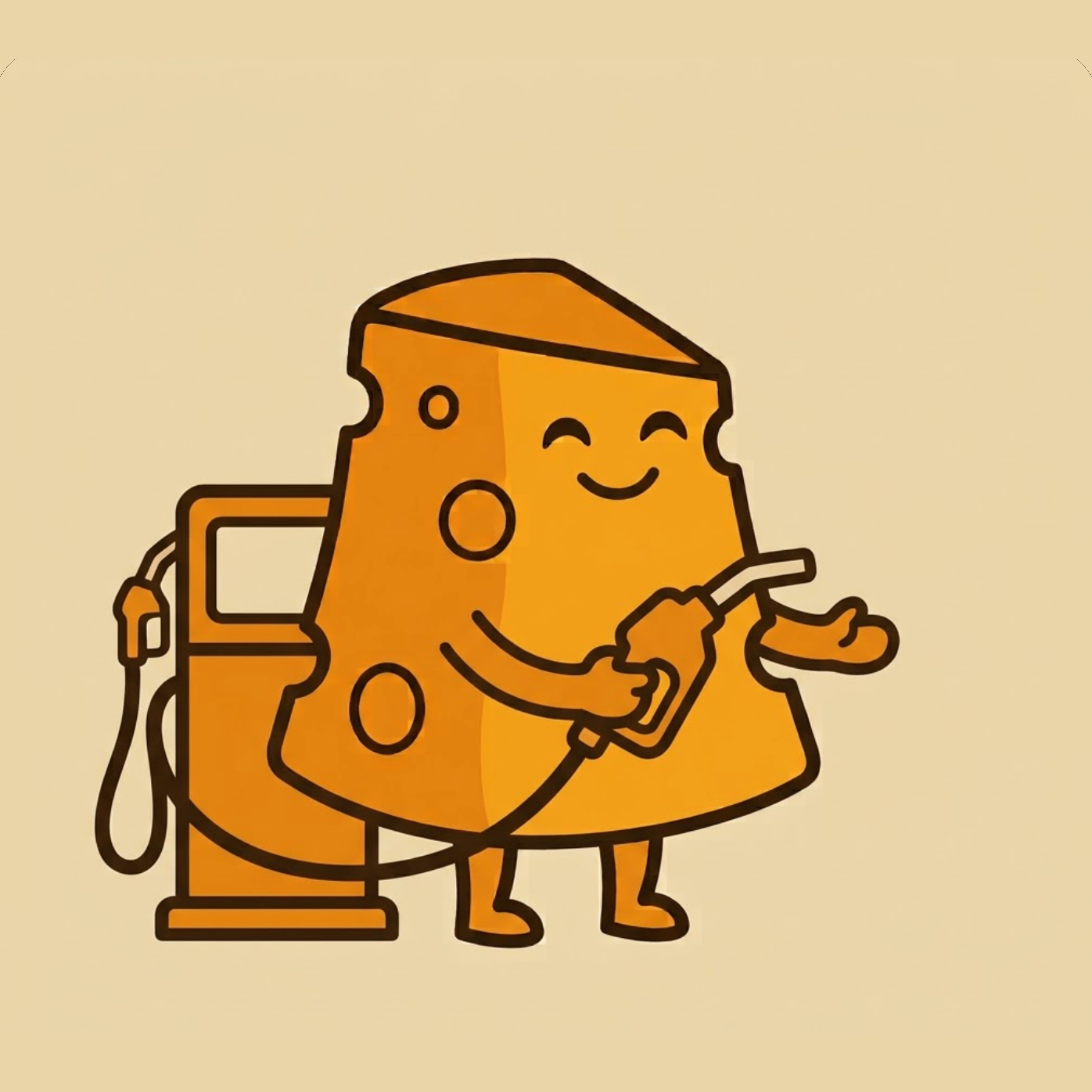 Chedda at the gas pump