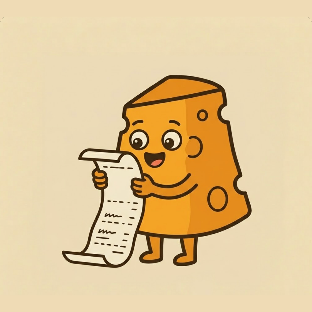 Chedda reading a long receipt
